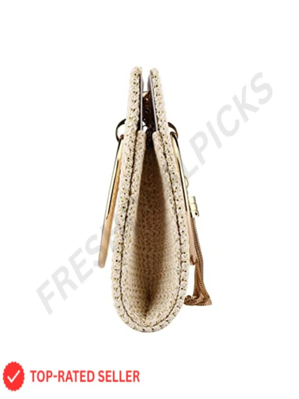 Straw Crossbody Clutch Evening Bag with Chain